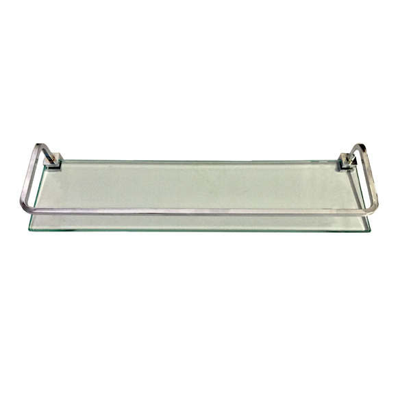 Porta Shampoo Reto Simples Parafuso Vidro e Metal Incolor 2x10x40cm Quadrata Hab